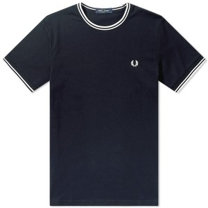 フレッドペリー メンズ Tシャツ トップス Fred Perry Twin Tipped Tee Navy