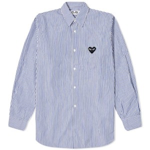 コム・デ・ギャルソン メンズ シャツ トップス Comme des Garcons Play Black Heart Stripe Shirt Navy & White