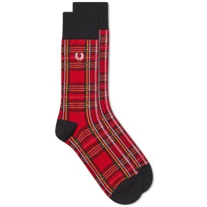 フレッドペリー メンズ 靴下 アンダーウェア Fred Perry Tartan Sock Stewart Red