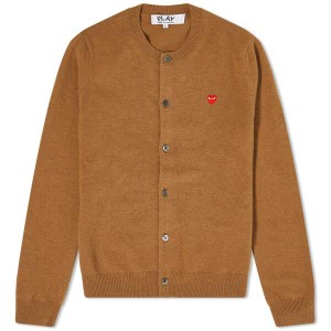 コム・デ・ギャルソン レディース ニット・セーター アウター Comme de Garcons Play Women's Small Heart Button Front Cardi Brown