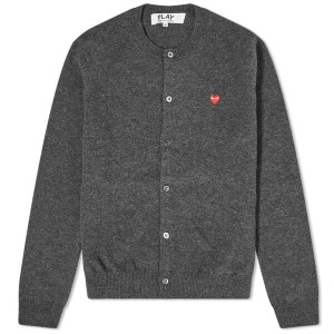 コム・デ・ギャルソン レディース ニット・セーター アウター Comme de Garcons Play Women's Small Heart Button Front Cardi Grey