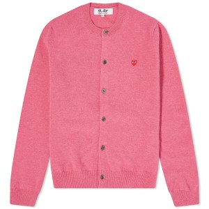 コム・デ・ギャルソン レディース ニット・セーター アウター Comme de Garcons Play Women's Small Heart Button Front Cardi Pink