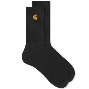 カーハート メンズ 靴下 アンダーウェア Carhartt WIP Chase Socks Black & Gold