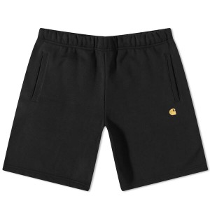 カーハート メンズ パーカー・スウェット アウター Carhartt WIP Chase Sweat Short Black & Gold