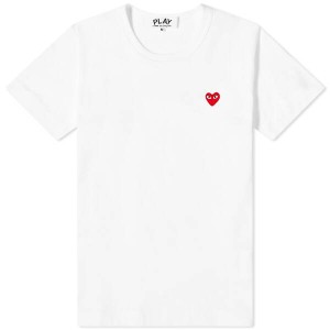 コム・デ・ギャルソン レディース Tシャツ トップス Comme des Garcons Play Womens's Little Red Heart Logo Tee White
