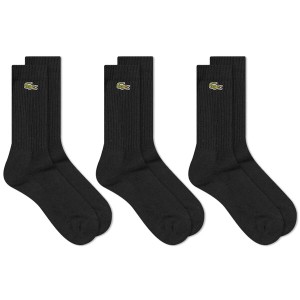 ラコステ メンズ 靴下 アンダーウェア Lacoste Classic Sock - 3 Pack Black