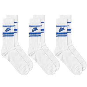 ナイキ メンズ 靴下 アンダーウェア Nike Sportswear Essential Sock - 3 Pack White & Game Royal