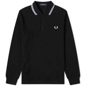 フレッドペリー メンズ ポロシャツ トップス Fred Perry Long Sleeve Twin Tipped Polo Black