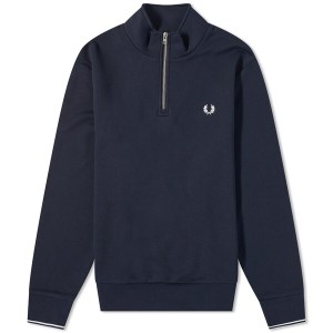 フレッドペリー メンズ パーカー・スウェット アウター Fred Perry Quarter Zip Sweat Navy