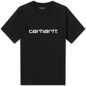 カーハート メンズ Tシャツ トップス Carhartt WIP Script Tee Black & White