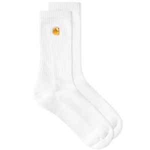 カーハート メンズ 靴下 アンダーウェア Carhartt WIP Chase Sock White & Gold