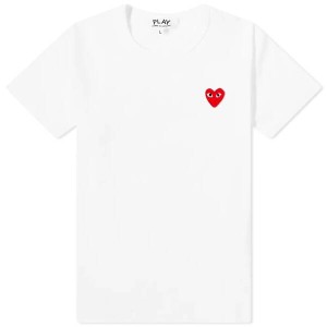 コム・デ・ギャルソン レディース Tシャツ トップス Comme des Garcons Play Women's Basic Logo Tee White & Red