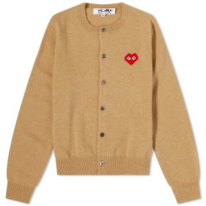 コム・デ・ギャルソン レディース ニット・セーター アウター CDG Play Invader Heart Cardigan Camel