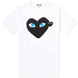 コム・デ・ギャルソン レディース Tシャツ トップス CDG Play Double Heart Logo Tee White & Black