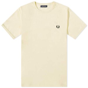 フレッドペリー メンズ Tシャツ トップス Fred Perry Ringer Tee Wax Yellow