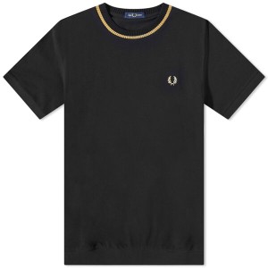 フレッドペリー メンズ Tシャツ トップス Fred Perry Crew Neck Pique Tee Black