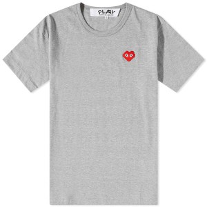 コム・デ・ギャルソン メンズ Tシャツ トップス Comme des Garcons Play Invader Heart Tee Grey