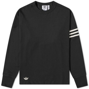 アディダス メンズ Tシャツ トップス Adidas Long Sleeve Neuclassics Tee Black & Wonder White