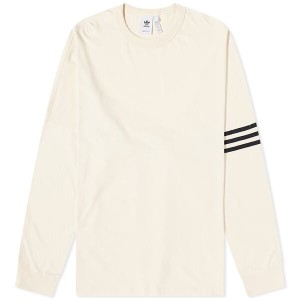 アディダス メンズ Tシャツ トップス Adidas Long Sleeve Neuclassics Tee Wonder White & Black