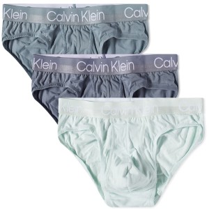 カルバンクライン メンズ ブリーフパンツ アンダーウェア Calvin Klein Hip Brief - 3 Pack Blue, Grey & Dragon Fly