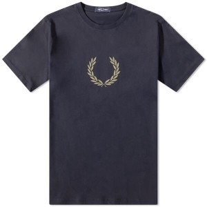 フレッドペリー メンズ Tシャツ トップス Fred Perry Laurel Wreath Tee Navy