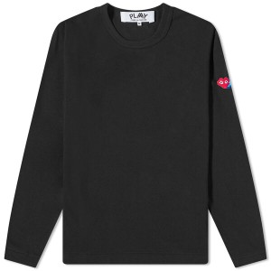 コム・デ・ギャルソン メンズ Tシャツ トップス Comme des Garcons Play Long Sleeve Invader Tee Black