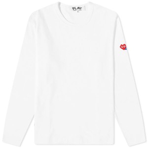 コム・デ・ギャルソン メンズ Tシャツ トップス Comme des Garcons Play Long Sleeve Invader Tee White