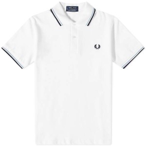 フレッドペリー メンズ ポロシャツ トップス Fred Perry Original Twin Tipped Polo White, Ice & Navy