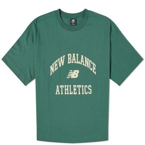 ニューバランス レディース Tシャツ トップス New Balance Athletics Varsity Boxy T-Shirt Nightwatch Green