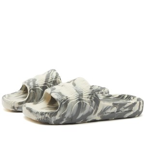 アディダス メンズ スニーカー シューズ Adidas Adilette 22 White, Grey & Core Black