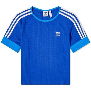 アディダス レディース Tシャツ トップス Adidas Adicolor Knitted Tee Semi Lucid Blue