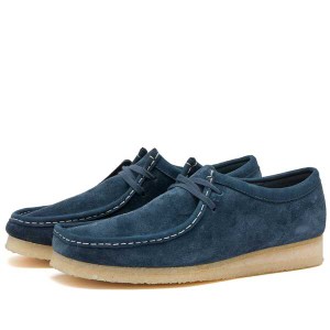 クラークス メンズ スニーカー シューズ Clarks Originals Wallabee Navy & Teal Suede