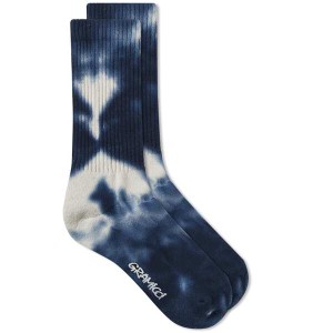グラミチ メンズ 靴下 アンダーウェア Gramicci Tie Dye Crew Socks Blue & White