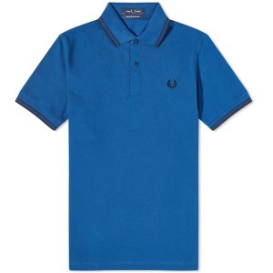 フレッドペリー メンズ ポロシャツ トップス Fred Perry Twin Tipped Polo - Made in England Shaded Cobolt & Navy