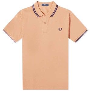 フレッドペリー メンズ ポロシャツ トップス Fred Perry Slim Fit Twin Tipped Polo Light Rust & French Navy