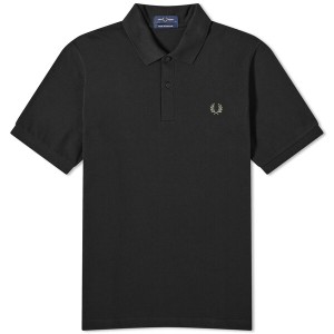 フレッドペリー メンズ ポロシャツ トップス Fred Perry Slim Fit Plain Polo Black & Field Green