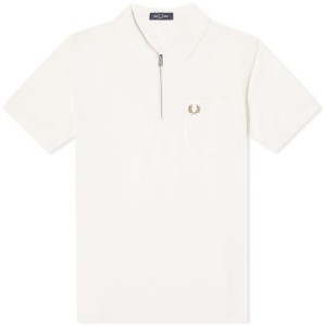 フレッドペリー メンズ ポロシャツ トップス Fred Perry Textured Zip Neck Polo Ecru