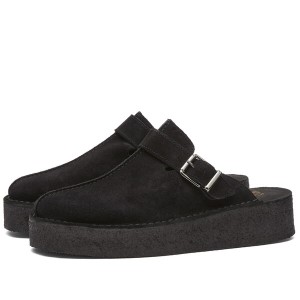 クラークス レディース スニーカー シューズ Clarks Originals Trek Wedge Mule Shoes Black Suede