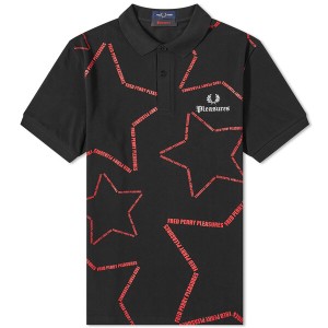 フレッドペリー メンズ ポロシャツ トップス Fred Perry x Pleasures Star Polo Black