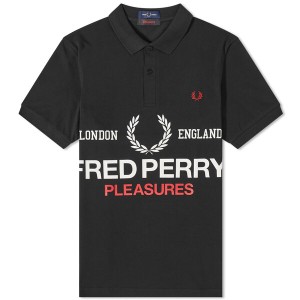 フレッドペリー メンズ ポロシャツ トップス Fred Perry x Pleasures Logo Polo Black