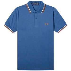 フレッドペリー メンズ ポロシャツ トップス Fred Perry Twin Tipped Polo Blue, Ecru & Caramel