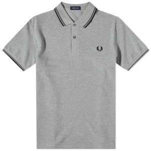 フレッドペリー メンズ ポロシャツ トップス Fred Perry Twin Tipped Polo Steel Marl, Gunmetal & Black