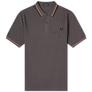 フレッドペリー メンズ ポロシャツ トップス Fred Perry Twin Tipped Polo Gunmetal, Coral Heat & Black