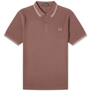 フレッドペリー メンズ ポロシャツ トップス Fred Perry Twin Tipped Polo Brick & Warm Grey