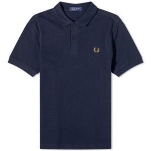 フレッドペリー メンズ ポロシャツ トップス Fred Perry Plain Polo Navy & Dark Caramel