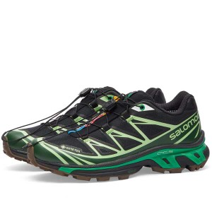 サロモン メンズ スニーカー シューズ Salomon XT-6 GTX Black & Eden & Green Ash