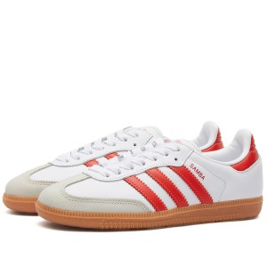 アディダス メンズ スニーカー シューズ Adidas Samba OG Ftwr White, Solar Red & Off White