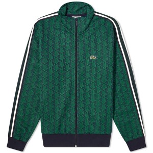 ラコステ メンズ ジャケット・ブルゾン アウター Lacoste Monogram Track Jacket Navy Blue & Sorrel