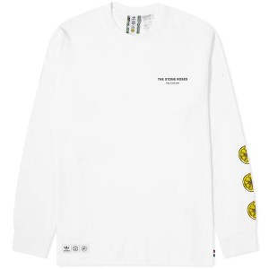 アディダス メンズ Tシャツ トップス Adidas x MUFC x The Stone Roses Long Sleeve T-Shirt White