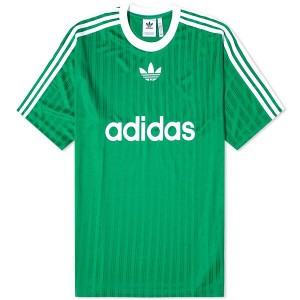 アディダス メンズ Tシャツ トップス Adidas Adicolor Poly T-shirt Green & White